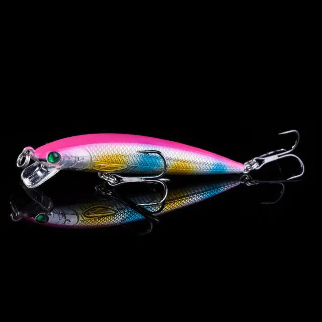 7CM Triple-Hook Minnow Fishing Lure Pink and Silver C