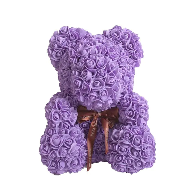 Rose Teddy Bear Purple No Box 40cm