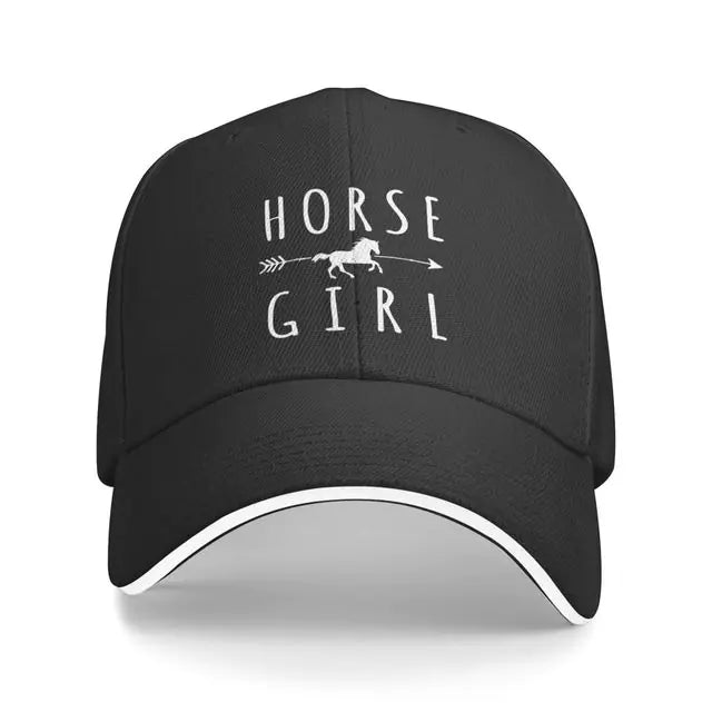 Horse Girl Riders Racer Cap Black