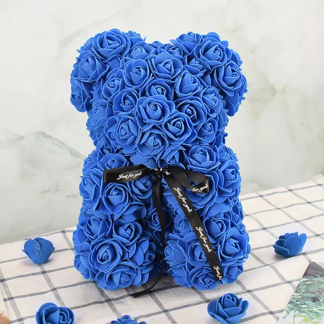 Artificial Flower Rose Bear Navy Blue - No Box 25cm