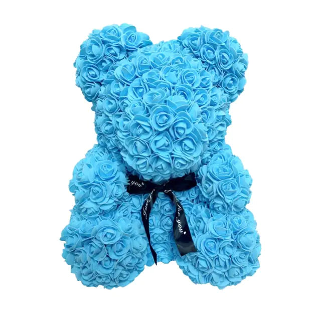 Rose Teddy Bear Sky Blue No Box 40cm