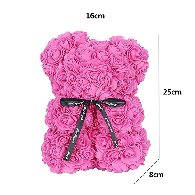 1/2pc 25cm Teddy Rose Bear with Bouquet Rose Red 2 2pc