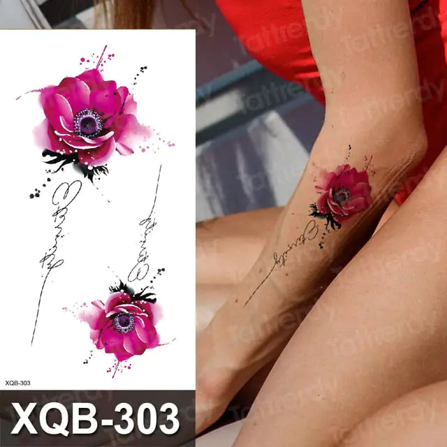 Colorful Flowers Among Other Tattoos 28