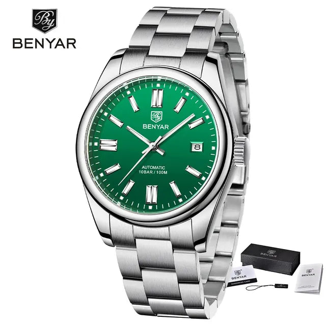 2023 Introducing the Benyar New Luxury Men's Mechanical Watches, where sophistication meets precision craftsmanship green