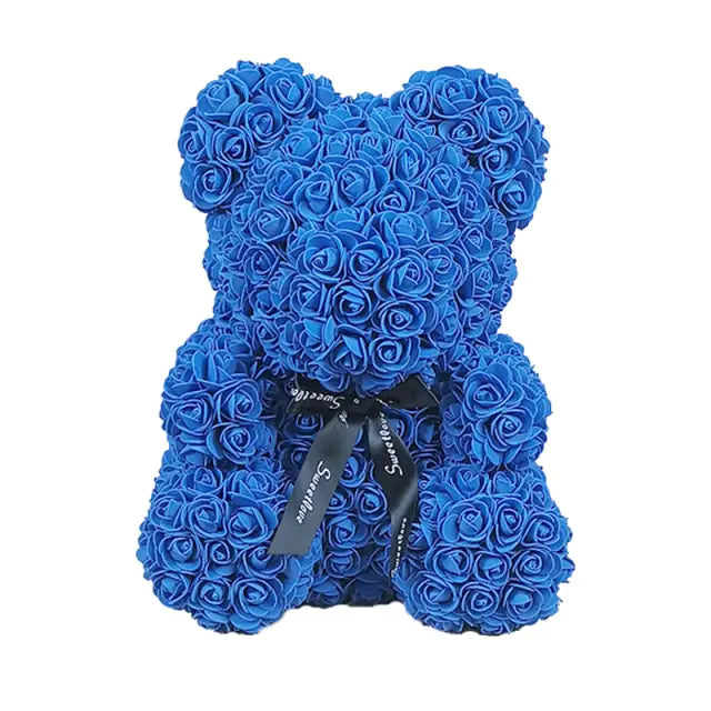Rose Teddy Bear Blue No Box 40cm