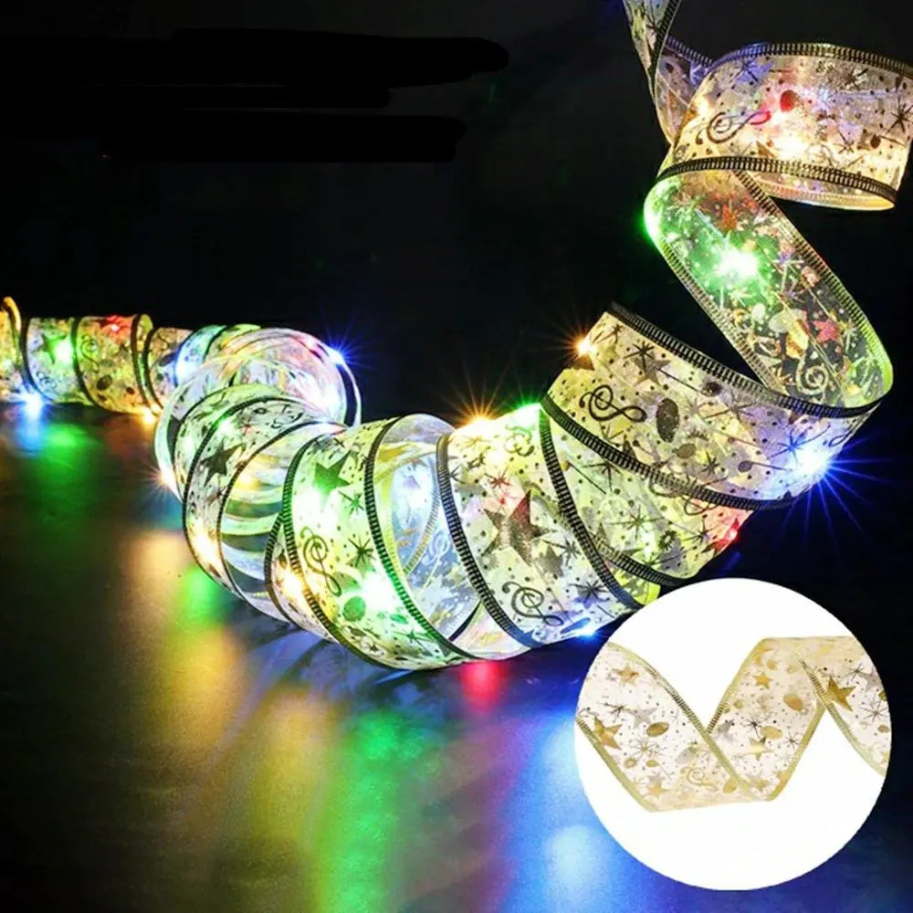 Battery-Operated Christmas Ribbon Light Gold - Multicolor