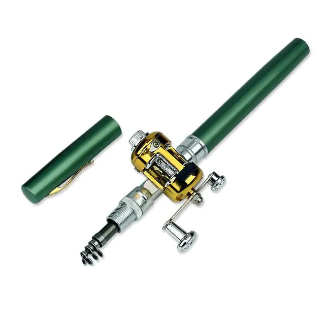 Pen Type Portable Fishing Rod Green