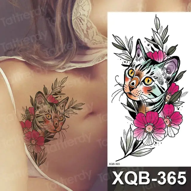 Colorful Flowers Among Other Tattoos 6