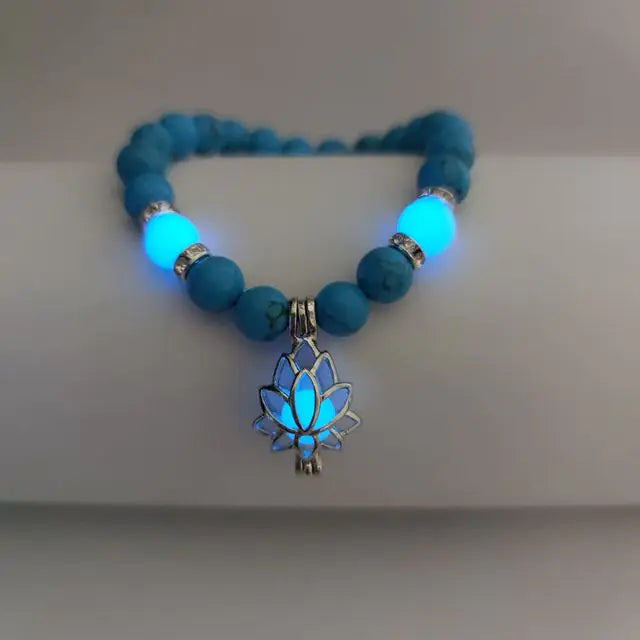 Glow In The Dark Natural Stone Bracelet Blue