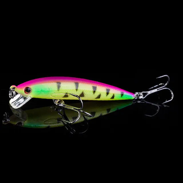 7CM Triple-Hook Minnow Fishing Lure Yellow and Pink A