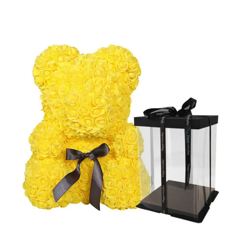 Rose Teddy Bear Yellow with Box 25cm