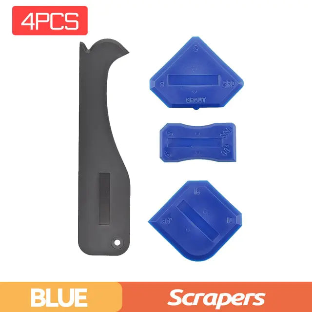 5-in-1 Silicone Sealant Finisher Kit Blue 4 Pieces Scrapers