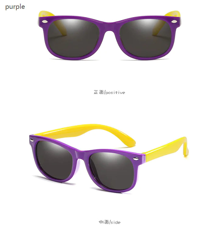 Kids Polarized Round Sunglasses Yellow/Purple Frame