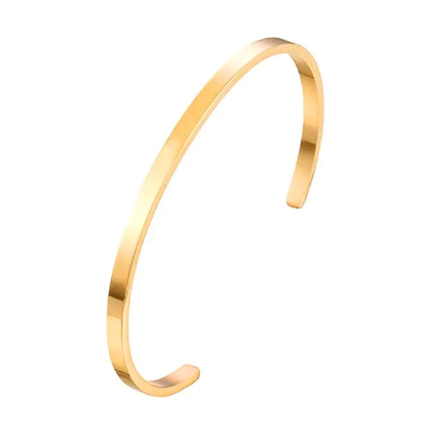 Unisex Stainless Steel Bangle Bracelet Gold