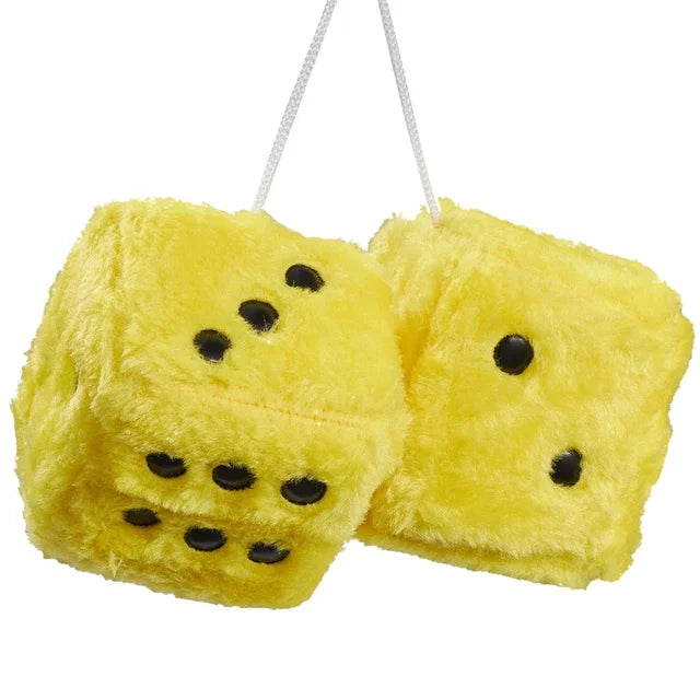 Fuzzy Plush Dice with Dots Retro Square Plush Yellow 6*6cm or 7.5*7.5cm