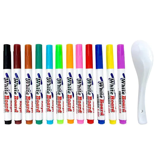 Water Painting Floating Pen 12 Colors With Spoon