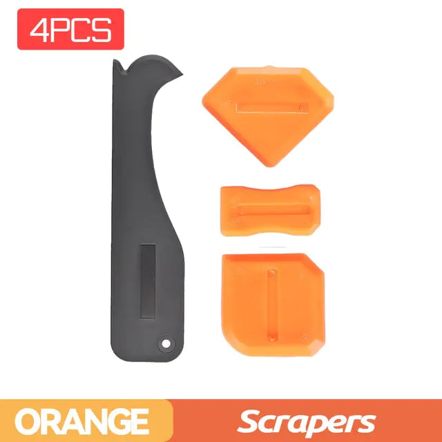 5-in-1 Silicone Sealant Finisher Kit Orange 4 Pieces Scrapers