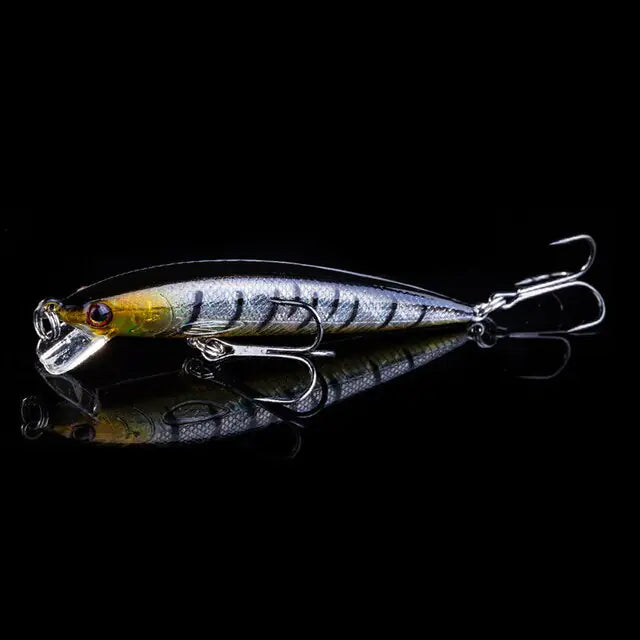 7CM Triple-Hook Minnow Fishing Lure Yellow and Silver E