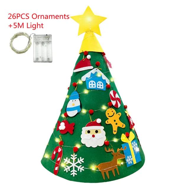 Felt Christmas Tree Ornaments 3D-26pcs 5M light