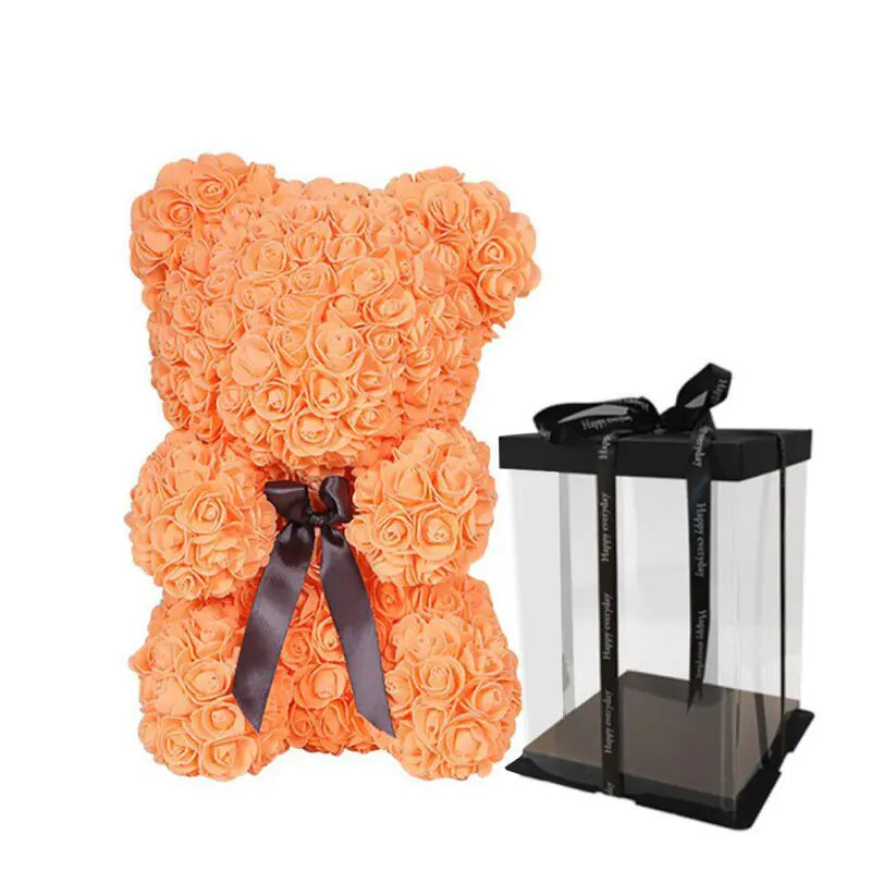 Rose Teddy Bear Orange with Box 25cm