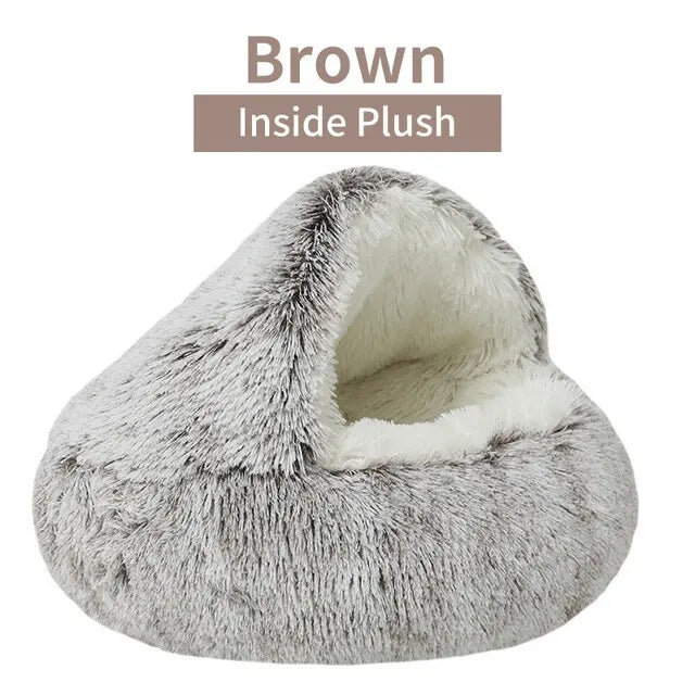 Soft Plush Pet Bed Brown-Inside Plush 40x40cm