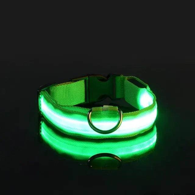 Flashing Glow Dog Collar Green M