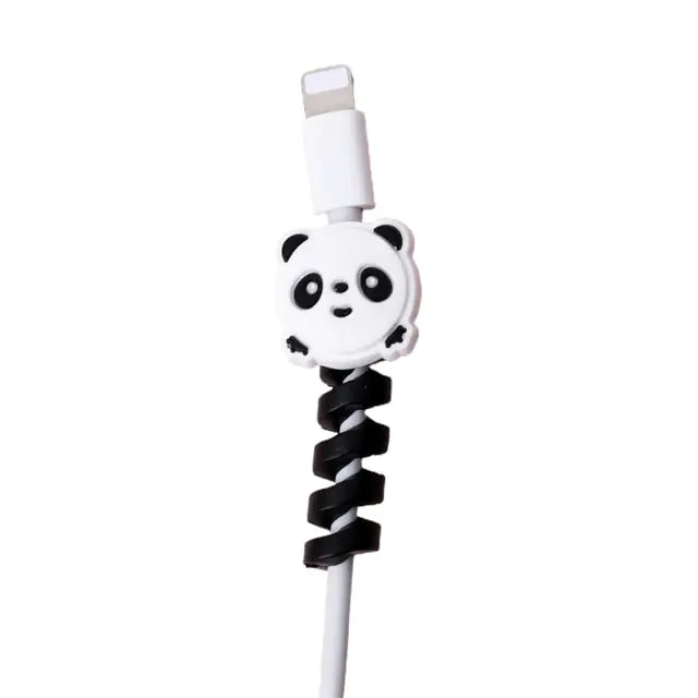 Cute Silicone Data Line Cable Protector White Panda