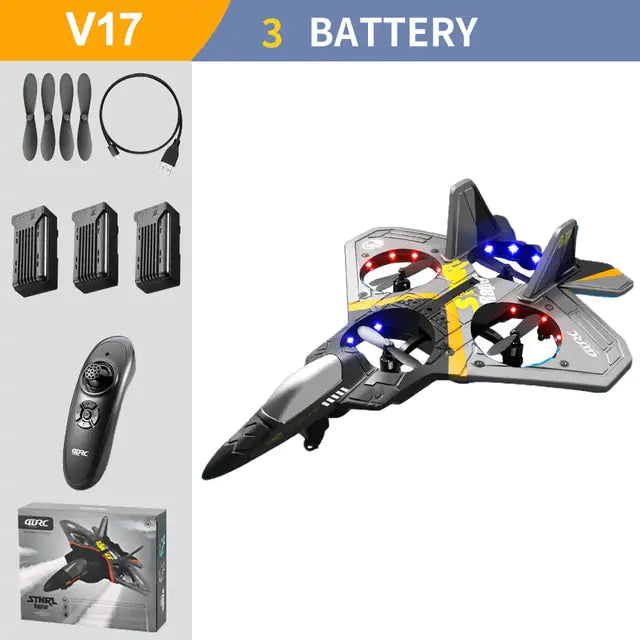 V17 RC Remote Control Aircraft Gray 3 Battery
