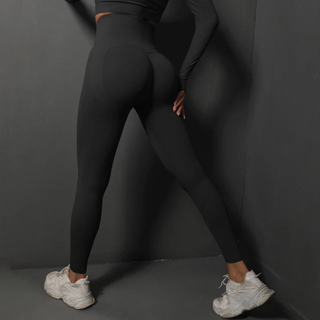 Seamless Gym Leggings Women Yoga Pants Black L