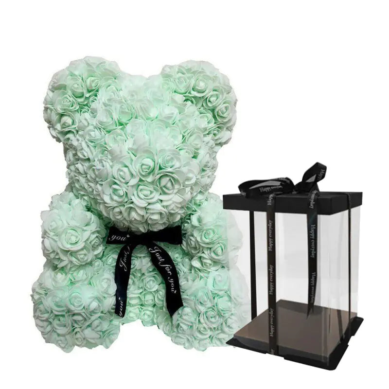 Rose Teddy Bear Light Green with Box 25cm