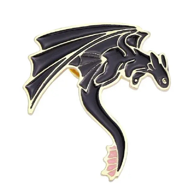 Monster Dragon Enamel Pins Black