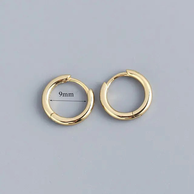 Stainless Steel Minimalist Huggie Hoop Earrings Gold 9mm