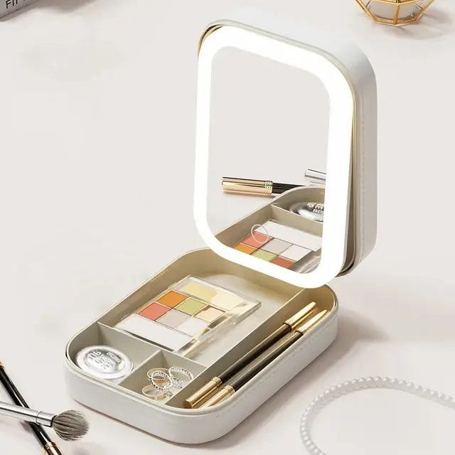 Boîte de rangement de maquillage miroir LED