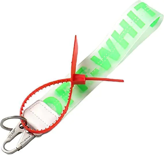 Off White Silicone Keychain Green