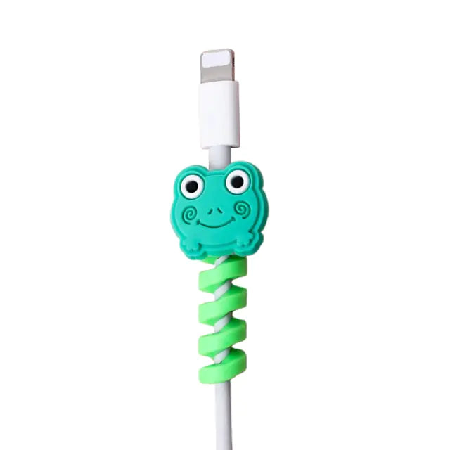 Cute Silicone Data Line Cable Protector Blue Frog