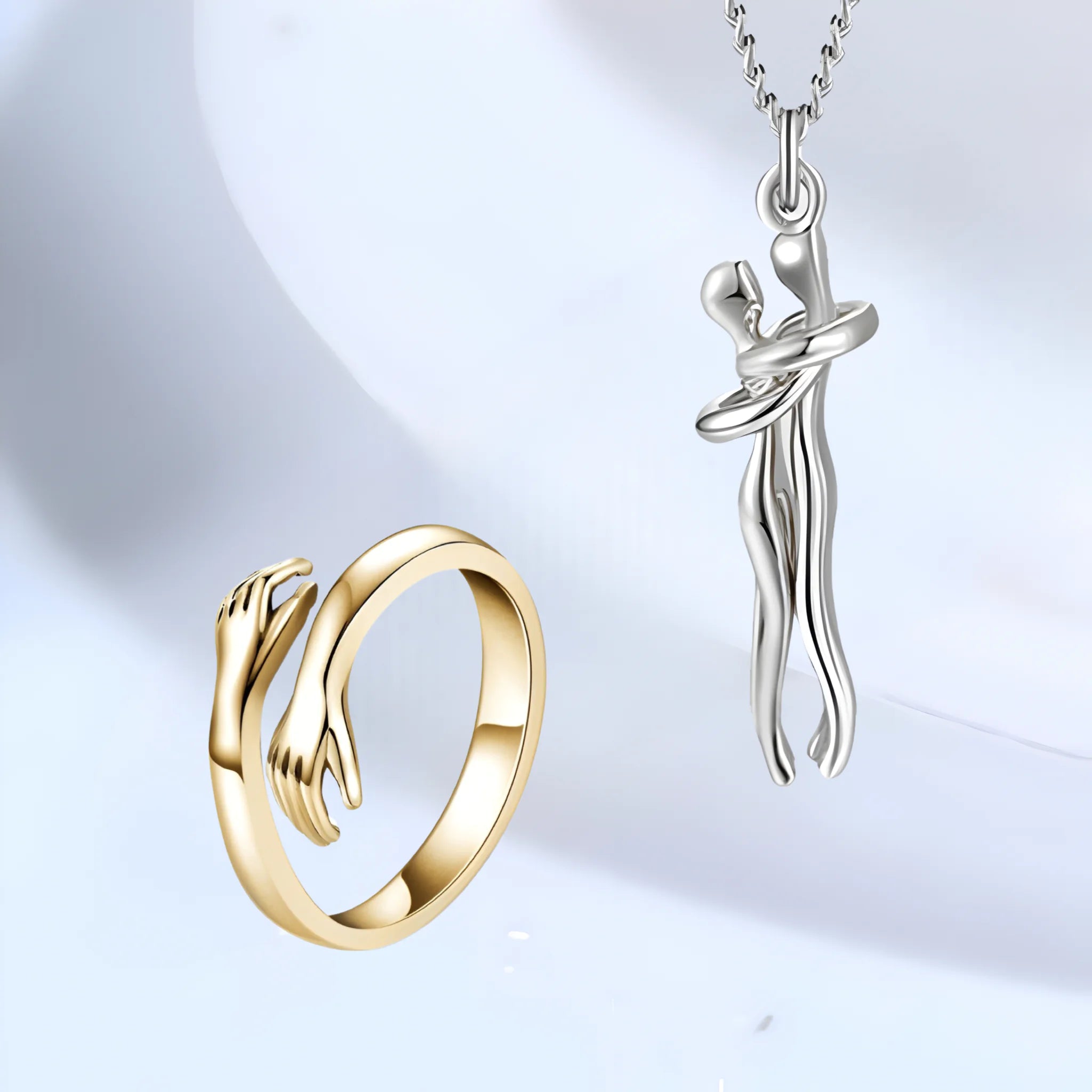 KnuffelKetting™️ - Uniek & elegant GRATIS RING Knuffel Ketting - Zilver & Zilver + GRATIS Gouden