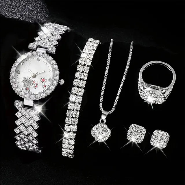 Women's Luxury Watch Set Silver