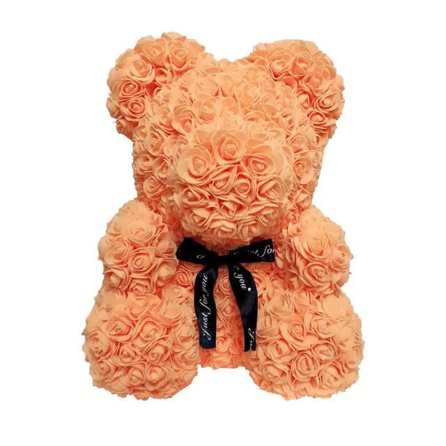 Rose Teddy Bear Orange No Box 40cm