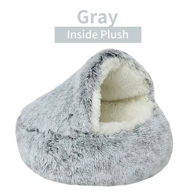 Soft Plush Pet Bed Gray-Inside Plush 40x40cm