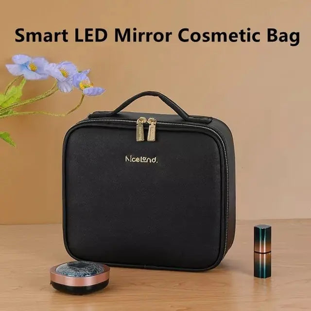 Smart LED Cosmetic Case with Mirror LED Black 26*23*11cm