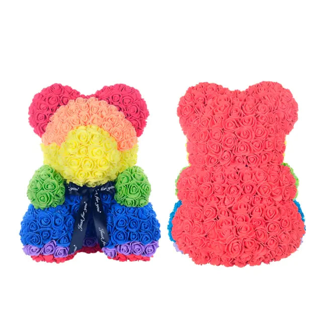 Rose Teddy Bear Rainbow No Box 40cm