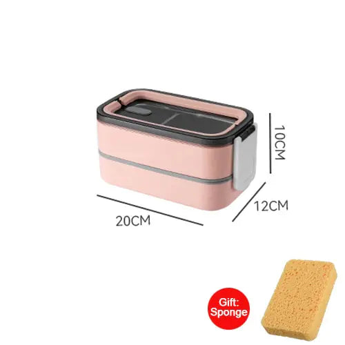 2 Layer Stainless Steel Bento Box Pink