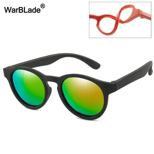 Kids Polarized Round Sunglasses Black Frame/ Multi Lense