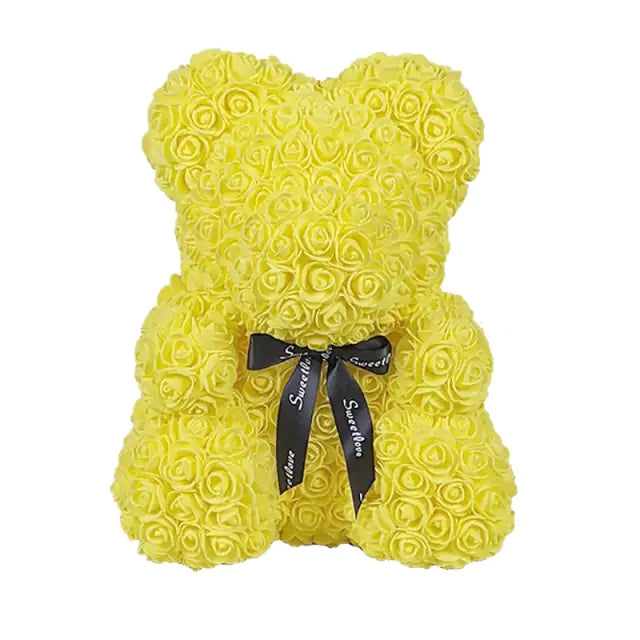 Rose Teddy Bear Yellow No Box 40cm