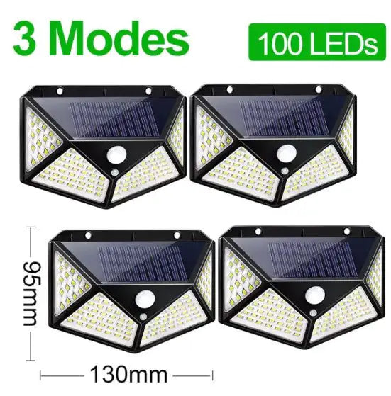 Solar Lamp With Motion Detector Black 100 LEDS