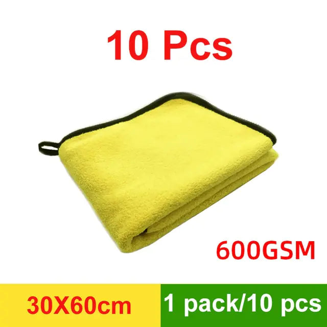 Quick Drying Microfiber Towel Yellow and Grey 30x60x10pcs 600GSM