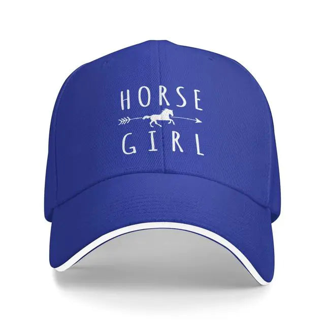 Horse Girl Riders Racer Cap Blue