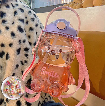 Kawaii Bear Water Bottle Pink