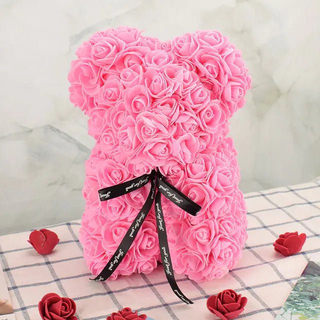 Artificial Flower Rose Bear Pink - No Box 25cm