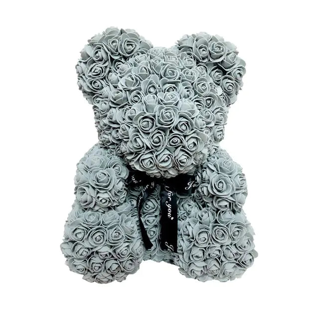 Rose Teddy Bear Gray No Box 40cm